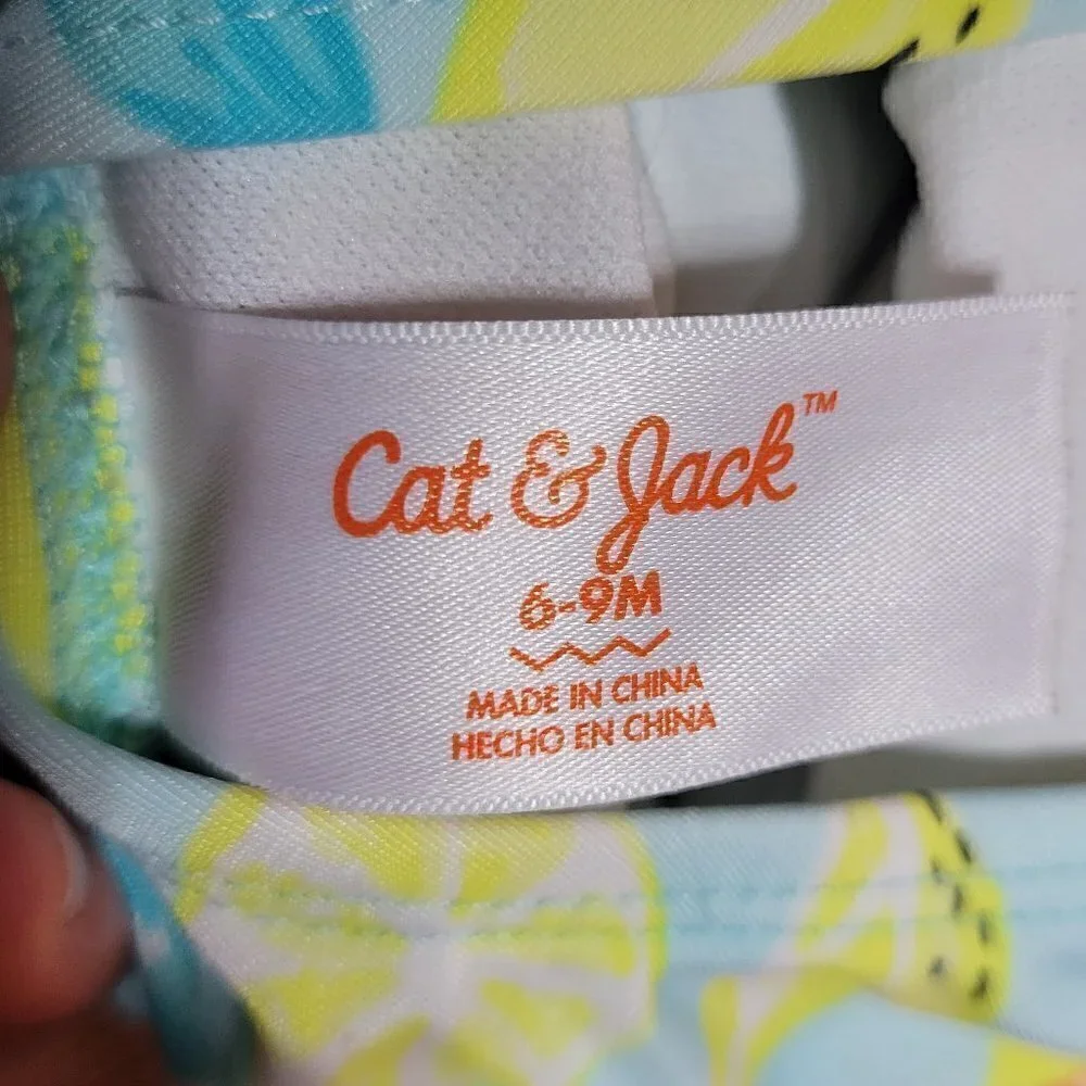Cat & Jack One Peice Baithing Blue And Lemons Tutu Bottom Snaps Size 6-9M